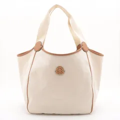 【極美品】MONCLER モンクレール キャンバス×レザー トートバッグ ベージュ×ブラウン