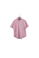 90's Ralph Lauren pink shirt ラルフローレン BD半袖シャツ ピンク ロゴ刺繍 サイズLL ボタンダウン メンズ ヴィンテージ ネ