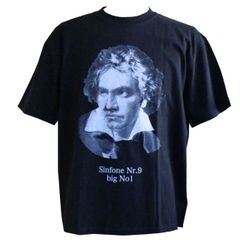 ベートーヴェン 　Sinfone Nr.9 big No1 半袖Tシャツ SCREENSTARS（スクリーンスターズ） ブラック 黒色　ルートヴィヒ・ヴァン・ベートーヴェン Ludwig van Beethoven　交響曲第９番　プリント
