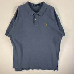古着 90's/90年代 ポロバイラルフローレン Polo by Ralph Lauren 鹿の子 半袖 ポロシャツ ロゴ 刺繍 大きいサイズ 2ボタン XL  水色系 無地 メンズ