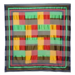 YVES SAINT LAURENT シルク大判スカーフ マルチブロックカラー