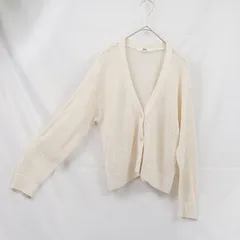 M 【美品】 UNIQLO ユニクロ レース編み カーディガン ショート丈 アイボリー サイズM コットン100％ 合わせやすく、使いやすいシルエットのシンプルなアイテム コンパクトなサイズ感なのでボタンを閉めてプルオーバーとして着るのもおすすめ♪ S226