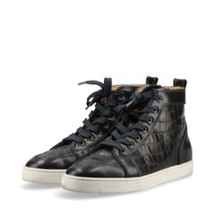 Christian Louboutin クリスチャンルブタン RANTUS クロコダイル クロコ型押し レザー ハイカットスニーカー メンズ 40 1/2 ブラック イタリア製