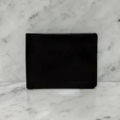 美品 Polo Ralph Lauren ポロラルフローレン 二つ折り財布 ブラック 黒 本革 レザー ロゴ シンプル