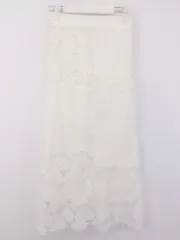 ◇ one after another NICE CLAUP デザインレース ウエストゴム ロング ナロー スカート サイズF ホワイト系 レディース P  【1302270006201】