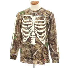 【中古】シュプリーム Supreme 2024年秋冬 Hanes Bones Thermal Crew コットン クルーネック 長袖Ｔシャツ カーキ系xブラウン【サイズM】【メンズ】