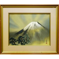 横山大観 「霊峰富士（霊峰不二）」 リトグラフ 石版画 額入り