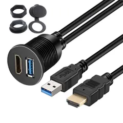 新品 Timloon 車用 HDMI&USB3.0 延長パネル USB3.0入力ポート＆HDMI入力ポート オーディオ中継 オーディオパーツ 防水ケーブル ダッシュボードキッ(2メートル)