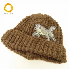 grace hats グレース ニットキャップ ニット帽 アニマルワッペン 茶系 842203★のサムネイル