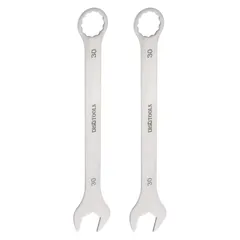 新品 uxcell 2個 コンビネーションスパナ ラチェットレンチ 薄型スパナ メトリック 30mm ステンレススチール製 トルクスエンドボックス 15度オフセット オープンエンド シルバートーン