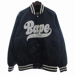 アベイシングエイプ A BATHING APE スタジャン ジャケット 長袖 ロゴ 刺繍 中綿 紺 ネイビー L ☆AA★のサムネイル