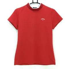 【美品】キャロウェイ 半袖ハイネックシャツ レッド 星総柄地模様 レディース M ゴルフウェア Callaway