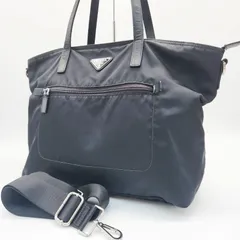 【鑑定済み】プラダ トートバッグ PRADA 2way ショルダー ナイロン×サファイアーノ トライアングルロゴ