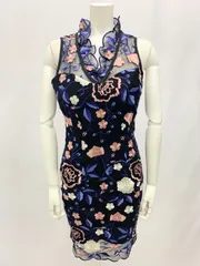 1052 Andy アンディ キャバクラ ドレス 花柄刺繍 総レース ノースリーブ ミニ キャバドレス M