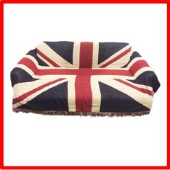 【送料無料 】イギリス国旗 モデルノ ラ テール コットン 素材 130cm×180cm ベッド ソファー マルチ カバー テーブル クロス フリンジ 付き ラ