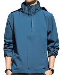 [Elixio] [エリクシオ] ウインドブレーカー ジャンパー パーカー ブルゾン マウンテンパーカー メンズ 軽い 防寒 防風 撥水 通気性 アウトドア 登山 大きいサイズ 秋 冬 春 (JP, アルファベット, M, ブルー) [ブルー] [M]