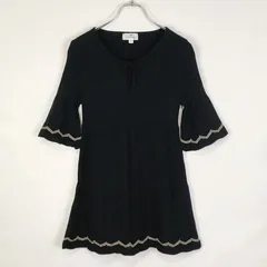 クレージュ フレア袖 リブニット フレア チュニック 黒