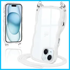 【新着商品】創意 個性 スマホケース 肩掛け 15 首掛け 斜めかけケース いPhone 可愛い カバー かわいい 韓国 ショルダー 透明 クリア TPU 薄型 ケース 耐衝撃 iPhone15 アイフォン15(ホワイト)