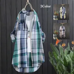 【一部即納】チェックシャツ レディース ロングシャツ 長袖 シャツ ブラウス チェック柄 羽織り 体型カバー 着痩せ ゆったり カジュアル トップス 春 秋 おしゃれ700