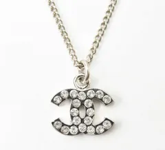 シャネル ネックレス/ペンダント CHANEL ココマーク/CC ラインストーン シルバー/ホワイト 