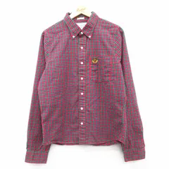 L/古着 アバクロンビー 長袖 ブランド シャツ メンズ ワンポイントロゴ コットン ボタンダウン 赤他 レッド チェック 25mar21 中古 トップ