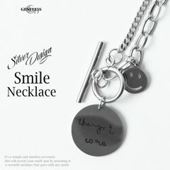 ネックレス メンズ シルバー おしゃれ スマイリー スマイルモチーフ ニコちゃん チェーンネックレス アクセサリー ペンダント チェーンネックレス オシャレ シンプル プレゼント ギフト ペア お揃い 全1色 23-N-023 ジェネレス