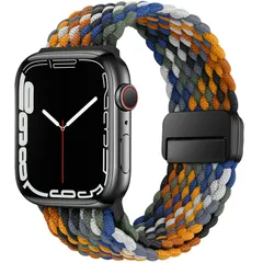 Apple Apple Watch Watch Ultra 38mm、磁気留め金付きのナイロン弾性編組バンド調節可能なスポーツアップルウォッチバンド付き 2 40mm Ultraシリーズ 9 41mm 8 42mm 7 44mm SE 45mm 6 49mm