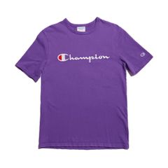 Champion チャンピオン Tシャツ ロゴ 刺繍 ワンポイント パープル L