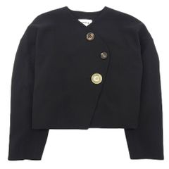 美品 ENFOLD エンフォルド ダブルクロス ノーカラー クロップドジャケット アウター レディース ブラック 38
