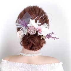 ピンク パープル フラワー 花 髪飾り ヘッドアクセサリー 結婚式 卒業式