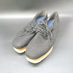 ◇ Θ attagirl アタガール 厚底 レースアップ ベロア調 ローファー サイズS ブラック レディース E  【1503060028117】