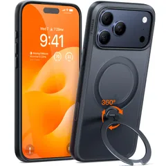 TORRAS iPhone 17 Pro 用 ケース多機能一体・360°新定点回転スタンド Magsafe対応 カメラコントロールボタン 高耐久性 耐衝撃 ゼンマイ式スタンド リング 縦横両対応 マグネット搭載 急速充電対応 指紋防止「Ostand Q3 …