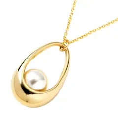 【B：ゴールド × ワンサイズ】[Cream dot. クリームドット公式] ネックレス レディース 2タイプ ロング シンプル チェーン オーバル ぷっくり パール 大人 上品 エレガント きれいめ シンプル