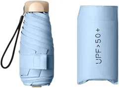 TORATA UPF50+ 晴雨兼用コンパクト 折りたたみ傘 軽量 携帯用収納ケース付き 日傘 メンズ レディース 小型 UVカット 紫外線対策 晴雨兼用傘 男女兼用 ビジネスOK(スカイブルー,  開いた状態：長さ55cm シェード92cm)