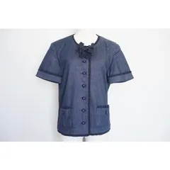 #snc インゲボルグ INGEBORG ジャケット M 紺 デニム 半袖 リボン ノーカラー レディース [671065]のサムネイル