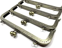 and.A がま口 口金 20.5ｃｍ 4個セット 角型 シンプル 丸ひねり 縫付 ハンドメイド リメイク(アンティークゴールド)