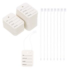 uxcell 衣類の価格表示タグ 2インチx1.4インチの白いストリングタグ 小売店150セット