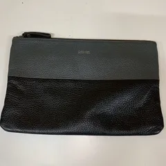 80 Calvin Klein PLATINUM カルバンクライン クラッチバッグ ポーチ レザー ブラック×グレー バイカラー