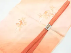 【京松】【着物】 和装小物 帯締め 帯揚げ セット 帯締 帯揚 刺繍 植物文 笹浪組 金糸 r7w04-1519