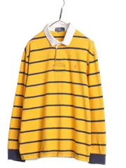 【お得なクーポン配布中!】 90s ポロ ラルフローレン ボーダー 長袖 ラガーシャツ メンズ L 程/ 90年代 オールド ラグビー コットン 長袖シャツ 2トーン ワンポイント
