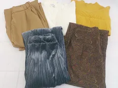 ■ 《 LOWRYS FARM まとめ売り5点セット サイズL＆F ベロア サテン調 ニット カーディガン セーター パンツ レディース 》  【1203070002052】