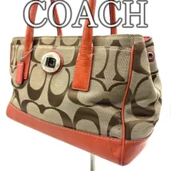 COACH コーチ シグネチャー トートバッグ ターンロック付き オレンジ 平成レトロ Y2K / COACH Signature Turn Lock Tote Bag Orange Y2K Heisei Retro