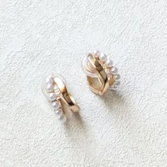 イヤリング　パール　ゴールド　金　GOLD　フープ　リング　アクセサリー　上品