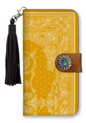 iPhone14ProMax ケース 手帳型 アイフォン14 プロマックス スマホケース フリンジ ストラップ付 コンチョ ペイズリー柄 バンダナ柄 レッド ネイビー ブラック カッコイイ  男性 メンズ カラー03