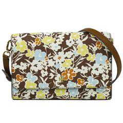 本物 トリー バーチ TORY BURCH フラワー 花柄 ショルダーバッグ ポシェット レザー ブラウン マルチカラー バッグ 中古 【フォロー割】