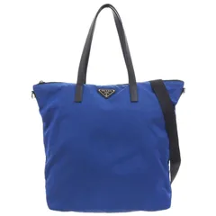 プラダ PRADA 2WAYバッグ トートバッグ ショルダーバッグ ナイロン/レザー ブルー/ブラック BR4696 中古 新入荷 OB2395
