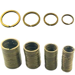 【特価商品】25mm キーホルダーパーツ（外径20mm キーホルダーリング ダブルリングー 30mm アンティークゴールド 40個セット 丸カン キーホルダー 35mm各10個） 二重リング 平キーリング Maydahui