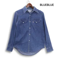 BLUEBLUE ブルーブルー ハリウッドランチマーケット USED加工★ 長袖 デニム ウエスタン シャツ Sz.2　レディース 日本製