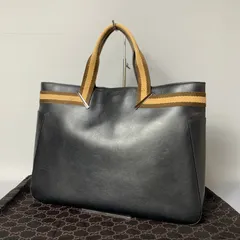 2412-56｜グッチ シェリーライン トートバッグ レザー ブラック - メルカリ
