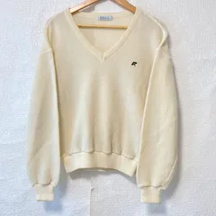 80s！90s！ヴィンテージ！(^w^)b ARNOLD PALMER アーノルドパーマー レナウン Vネック ニット セーター ウール混 ロゴ刺繍 シンプル 無地 通学 通勤 ゴルフ golf トップス オフホワイト メンズ 男性 サイズ M